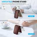 SHIELDON Genuine Leather Strong Magnetic Wallet for MagSafe, Phone Wallet Stand for Men Women, 6 Card Holders, Angle Adjustment, RFID Blocking, Compatible with iPhone 17/16/15/14/13/12 Series - Coffee