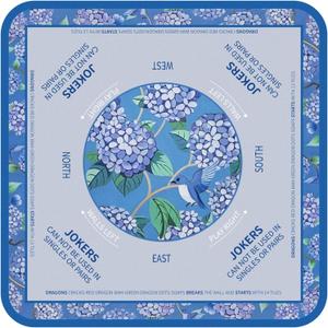 Tegeme Chinoiserie Mahjong Mat 31.5" x 31.5" Hydrangeas Mat Anti Slip and Noise Reduction Multi Purpose Game Table Cover Non-Slip Noise Reduction Gaming Rug for Mahjong, Card, Board Tile Game, Flower, Birds, 31.5" X 31.5"