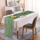 Eternal Beauty 6 Pack Sage Green Cheesecloth Table Runners - 35x120 in - 10FT Gauze Fabric Boho Table Decor - Rustic Sheer Wedding Runner for Baby Shower, Birthday Party & Special Events