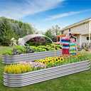 2 PCS 10x2x1/8x4x1/6x6x1ft Outdoor Galvanized Raised Garden Bed for Flowers, 9 in 1 Adjustable Raised Planter Box, Backyard Metal Raised Garden Bed for Plant