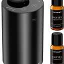 URPOWER Waterless Essential Oil Diffuser: No Water Needed Battery Operated Scent Diffuser - 2 * 20ML Hotel Fragrance Essential Oils - Cordless & Mini Oil Machine Aluminum for Car Home Office(Black)