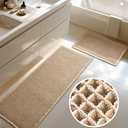 Furicher Large Waffle Bath Mat Set, Non Slip Bathroom Mat Set, Ultra Absorbent Bath Mats for Bathroom Decor, Extra Soft Floor Bathroom Rug, Washable Bath Rugs (16"×24") Brown