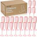 XUWAIDSGN Champagne Flute Acrylic Champagne Glasses Wedding Toasting Champagne Flute Goblet Plastic Reusable Unbreakable Champagne Cups for Bachelorette Wedding Bridal Shower Party (Light Pink, 24)