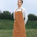 Full-Length Bib Apron with Adjustable Neck Strap  Durable & Easy-Care Chef Apron for Kitchen, Restaurant & Caf (Pecan)