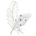 18x27 inch Large Modern Feather Leaf Shape Wall Clock for Living Room Decor, White Unique Silent Decorative Art Clock for Home Bedroom Office Dining Kitchen