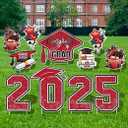 Large 11 PCS Graduation Yard Signs, Class of 2025 Congrats Grad Outdoor Lawn Yard Sign with Stakes, Graduate Decorations Yard Decors for College High School Party, Black and Red
