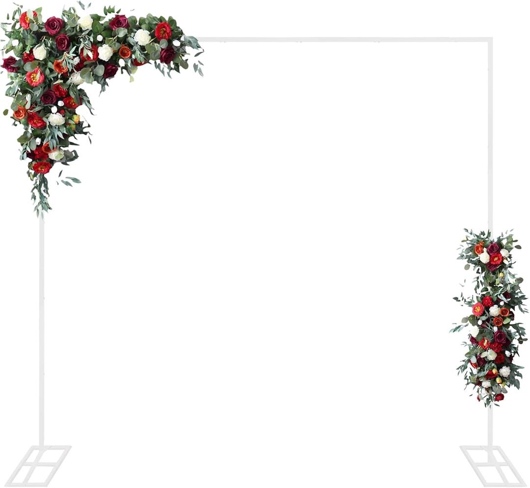 6.6FTx6.6FT Wedding Arch Backdrop Stand Square Metal Rectangular Arch Frame Balloon Arch Stand for Wedding Birthday Party Baby Shower Bridal Shower Photography Decoration（White）