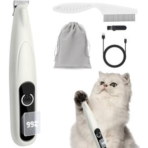Upgrade Sharper Dog Paw Trimmer with LED Light, Low Noise Paw Trimmer for Dogs, Cordless Type-C Rechargeable Dog Clippers for Grooming Paws, Ears, Face, Rump