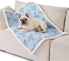 Lesure Waterproof Puppy Blanket for Small Dogs - Washable Double Sided Dog Blankets with Warm Jacquard Shag and Soft Sherpa Fleece, Pet Cat Blanket for Couch Protection, Bow Design,Blue Lesure Waterproof Puppy Blanket for Small Dogs - Washable Double Sided Dog Blankets with Warm Jacquard Shag and Soft Sherpa Fleece, Pet Cat Blanket for Couch Protection, Bow Design,Blue