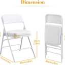 Padded Folding Chair Indoor Metal Frame Foldable Chair White, 18.1 x 20.8 x 29.1 inches