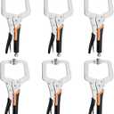 6-Inch C-Clamp Locking Pliers,Heavy Duty Vise Grip Welding Clamp With Swivel Pads for Woodworking,Home,Metalworking,Auto Repair(6 Pack)