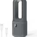 Desk Fan Bladeless, 14 Inch USB Rechargeable Tower Fan with 9 Speed Adjustable, 3 Light, 60 Oscillating, 9H Timer, 5000mAh Battery Cooling Small Table Fan for Bedroom, Office, Nightstand, Grey