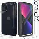 2 Front + 2 Back Screen Protector for iPhone 13 (6.1") +2 Camera Lens Protector, 9H Hardness Tempered Glass, With Installation Frame, Case friendly for iPhone 13 (Transparent)