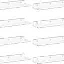 Lifewit Floating Shelves for Wall, 8 Pack Clear Acrylic Shelf 15" Room Decor for Bookcase/Vinyl Record Display/Photo/Picture in Bedroom, Living Room, Bathroom, Kitchen Storage and Organization