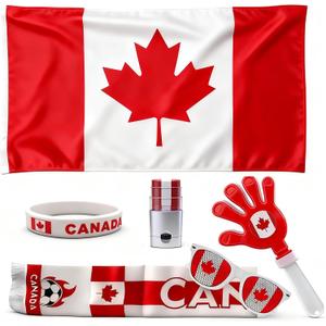 Canada Soccer Fan Cheering Kit, 6 Pcs Patriotic Game Day Accessories. | Patriotic soccer cheering kit, fan accessories for game day, tailgate & watch party.