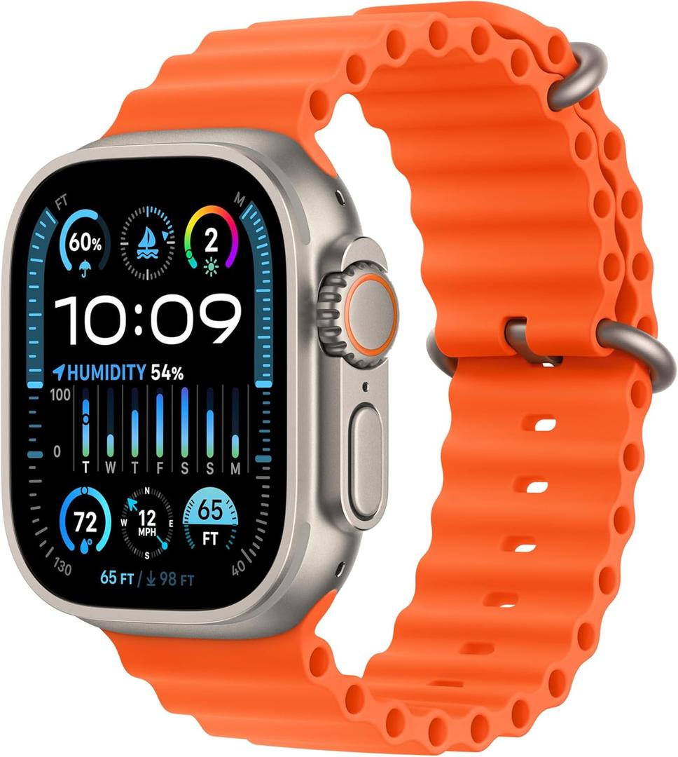 Apple Watch Ultra 2 [GPS + Cellular, 49mm] - Titanium Case with Orange Ocean Band, One Size