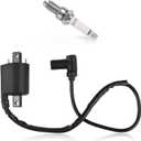 Ignition Coil with Spark Plug Compatible with Yamaha Gas Golf Cart G2 G5 G8 G9 G11 G14 1985-1996 Replacement for J38-82310-20-00 JF2-82310-00-00 BR8ES