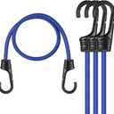 WORKPRO 24 Inch Bungee Cords with Hooks, 4 Pack Superior Rubber Heavy Duty Bungee Straps Strong Elastic Rope for Outdoor Tent, Luggage Rack, Camping, Cargo, RV, Bike, Transporting, Storage, Blue