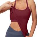 MathCat Workout Tank Tops for Women with Built in Bra, Sleeveless Gym Tops Seamless Racerback Athletic Yoga Shirts (Red, M)