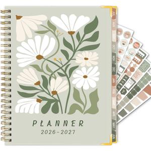 GuassLee 2026-2027 Academic Planner, Weekly and Monthly Planner from July 2026-June 2027, 8.4"x 6.1" Aesthetic Daisy Agenda Book with Back Pocket Stickers Tabs for School Office Supplies, A5 Size