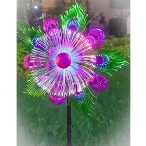 Solar Peacock Wind Spinners for Yard and Garden, 40 Inch Solar Windmill Garden Whirligig Kinetic Spinners Decor for Lawn, Patio&Yard, Metal Whirligigs Purple Wind Spinners Outdoor