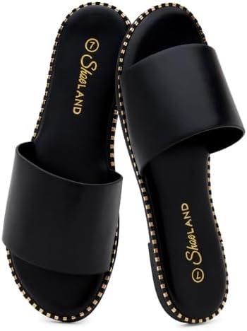 Shoe Land Flat Sandals for Women – Slip-On Slides with Cushioned Footbed | Comfortable Dressy & Casual Open Toe Summer Sandals for Beach, Travel & Everyday Wear, 8.5
