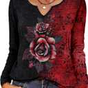 Zeagoo Long Sleeve Shirts for Women Fall V Neck Tops Casual Dressy Blouse Boho Tunic Business Work Clothes School Outfit (XXXL)