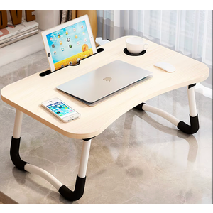 Slendor Lap Desk with Cup Holder, Foldable Laptop Table for Bed, Portable Bed Desk for Laptop and Writing, Computer Tray with Tablet Slot, Notebook Stand Reading Holder for Couch Sofa Floor