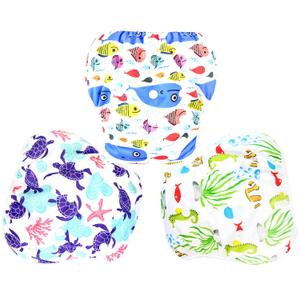 Langsprit 3 Pack Swim Diaper for Baby & Toddle,Reuseable Washable Diaper Swim for Swimming Lesson & Baby Shower Gifts (Underwater World)