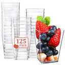 Eupako 125 Pack 5 OZ Plastic Mini Dessert Cups - Clear Small Parfait Cups, Square Appetizer Cups for Fruit, Pudding, Mousse, Ice Cream, Party, Wedding, Valentine's Day