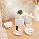 Shappy 6 Pcs White Ceramic Jewelry Tray 4.5 in Ring Holder Trinket Dish for Christmas Friendship Wedding Birthday Gifts(Heart)