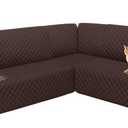 HDCAXKJ Waterproof Corner Sectional Couch Cover Velvet L Shape Sofa Covers for Pets Dogs Soft Heavy Duty U Shaped Sofa Slipcovers Sets for Sectional Non Slip Furniture Protector (Dark Brown, X-Large)