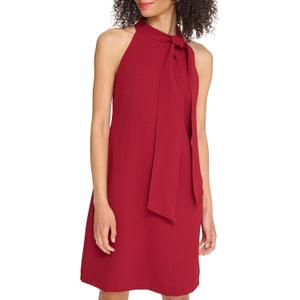 Vince Camuto Women's Sleeveless Halter Tie Neck Shift Mini Dress, Bordeaux, 6