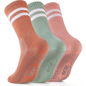 Pilates Socks - Non Slip Yoga Socks with Grippers, Sticky Barre Hospital Slipper Socks, 3-Pair Pack​