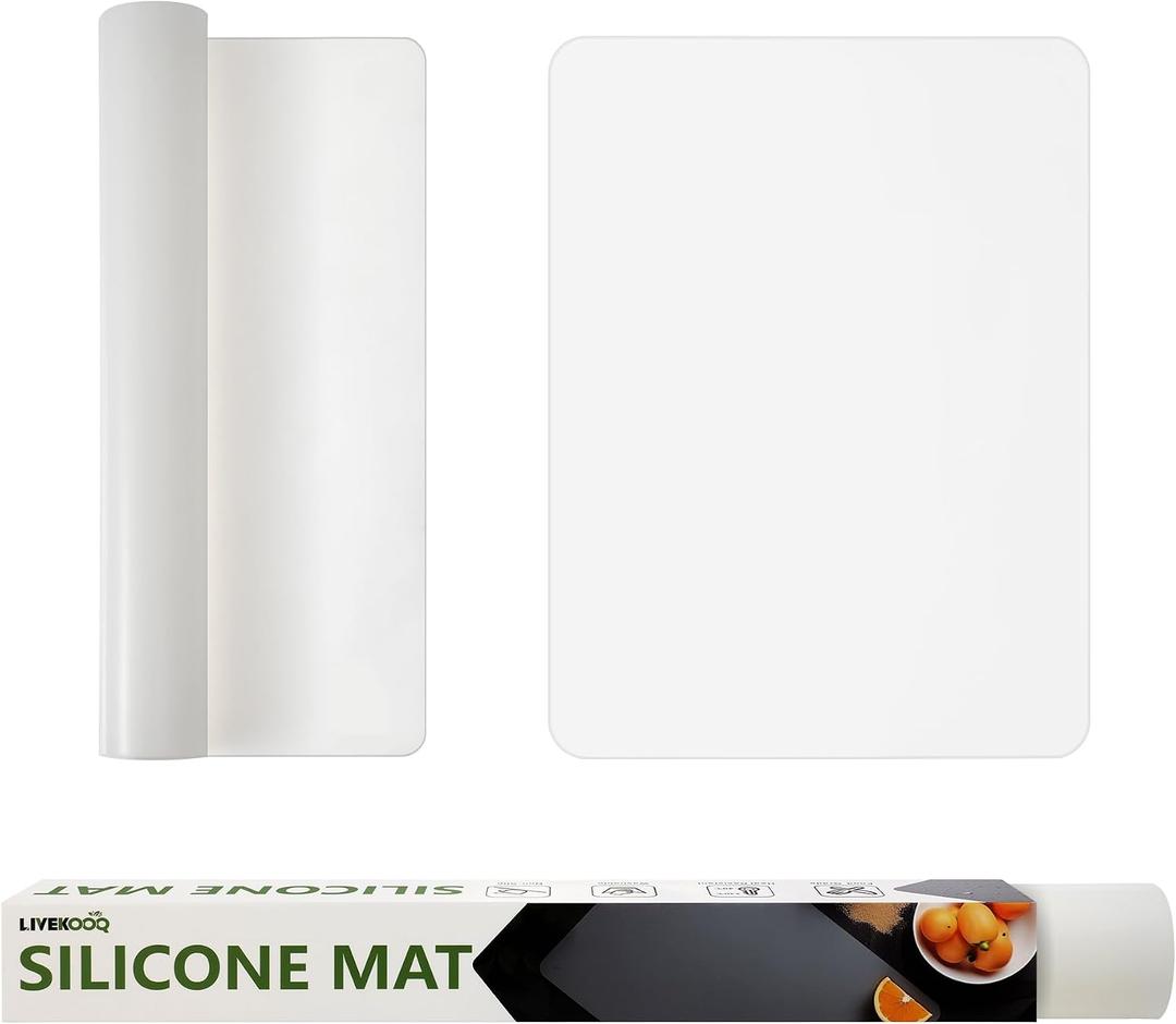 Silicone Mat for Kitchen Counter, Silicone Mat Trimable to Size (Translucent, 15.711.8inch-2pcs), BPA-Free Silicone Placemat, Heat-Resistant NonSlip Table Mat for Air Fryer, Countertop Protector Mat