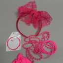 Blulu 80s Costume Accessories for Women Lace Headband Earrings Fishnet Gloves Necklace Bracelet for 80s Retro Party (Rose Red)