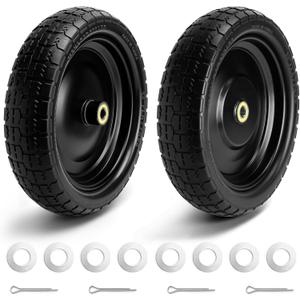 13" Wheelbarrow Tires and Wheels for Gorilla Cart Tires Replacement with 5/8" Axle Bore Hole, 2.17" Offset Hub, Hand Truck Wheels Fit for Dolly,Wagon,Garden Cart,Trailer,Trolley,2 Pack
