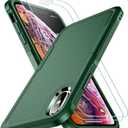 SPIDERCASE for iPhone Xs Max Case, [10 FT Military Grade Drop Protection] [2 pcs Tempered Glass Screen Protector] Shockproof Airbag Cushion Protective Case for iPhone Xs Max 6.5 (Dark Green)