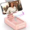 JTEMAN Cell Phone Stand with Bluetooth Speaker,Birthday Gifts for Women and Men,Kitchen Gadgets for Men,Compatible for iPhone/Samsung/Mini iPad - Pink