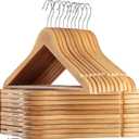 AMKUFO Wooden Hangers 20 Pack Wood Suit Hangers Non Slip Wooden Coat Hangers with Smooth Fnish Cut Notches 360 Swivel Hook Clothes Hangers for Jeans Pants Jackets Shirts Dresses, Natural