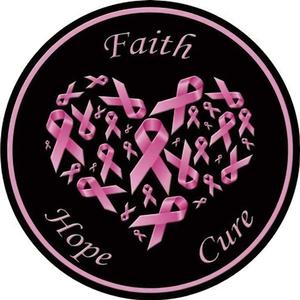 Faith Hope Cure 12" Round Metal Sign Breast Cancer Awareness Pink Ribbons Decor