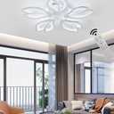 Modern LED Ceiling Light 23.6in with Remote Control 5-Leaf Ceiling Lamp for Bedroom Living Room Dining Room Office Kitchen Nursery School (White /5leaves/60W)