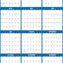 2k 2" x 48" SwiftGlimpse 2026 Wall Calendar Erasable Large XL Wet & Dry Erase Laminated 12 Month Annual Yearly Wall Planner, Reversible, Navy