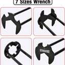 2pcs Basin Wrench Multifunctional Sink Wrench 7 Sizes Faucet Tool Four-jaw Hex Spanner Universal Plumbers Tool for Tight Spaces Kitchen Bathroom Home