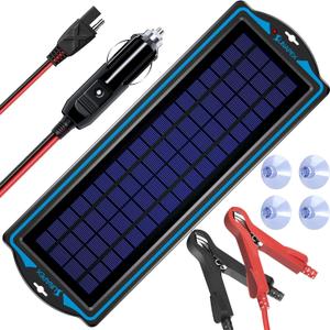 SUNAPEX 12V Solar Battery Charge: 5W Waterproof Portable Solar Panel Kit - Battery Maintainer Trickle Charger - with Upgrade Built in Charge Controller for Car Boat RV Trailer Automotive Motorcycle