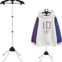 Adjustable T Shirt Display Adult for Vendors, 32-63 inch T Shirt Display Stand, Portable Hanging Black Metal Clothes Display, Hanger Rack for Clothing Dress Garment Coat Retail