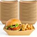 ZORRITA 4 LB Large Paper Food Trays, 100 Pack Disposable Nacho Trays Kraft Paper Food Boats Party Serving Baskets for Nachos Sandwiches Burgers Popcorns Salads Snacks