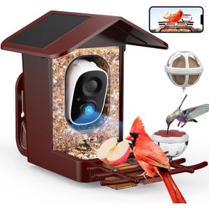 PeckCam Bird Feeder with Camera Solar Powered, AI Identify & Auto Capture, 2K HD Live Video Smart Bird Feeder Camera Instant Notifications in Backyard, Gift Bird Lovers