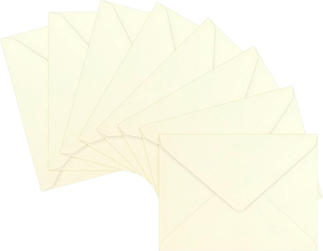 50 Pack A7 Envelopes, Ivory Greeting Card Envelopes, 5.24 x 7.24 inches Envelopes for Birthday Graduation Baby Shower Wedding Valentine's Day Invitation Cards