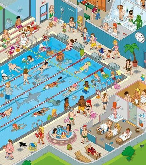 Jigsaw Puzzle for Adults, Lively Swimming Pool in Summer Challenging Educational Fun Family Activities Games Toys Gifts Wooden Puzzles 1000 Piece
